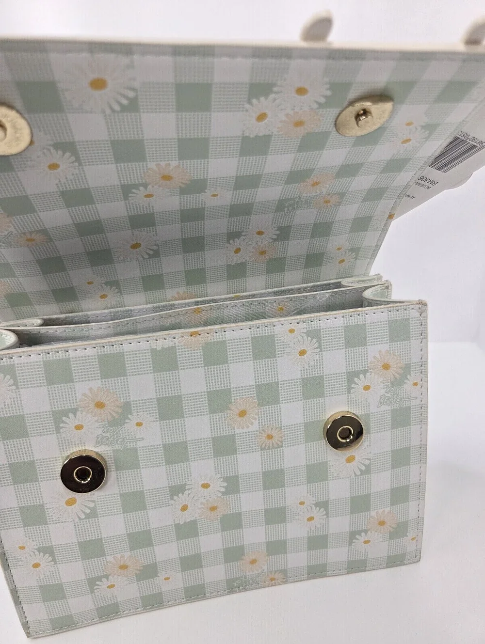🤍▪️Betsey Johnson ▪️White Butterfly Daisy Gingham Top-Handle Satchel